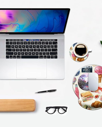 Ergonomic Mouse Pad with Wrist Support,Mouse Pad with Wrist Rest,Relieve Wrist Pain Mousepad Non-Slip Rubber Base,Mouse Pads for Desk,Computers,Laptop,Office,Home,Accessories Pink Stickers
