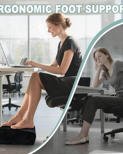 3 Adjustable Heights Foot Rest for Under Desk at Work - Ergonomic High Density Foam Footrest with Washable Cover, Foot Stools for Office, Home, Gaming (Black)