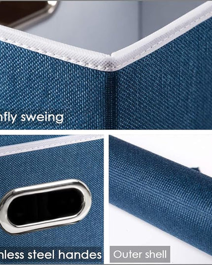 PRANDOM Collapsible Storage Bin with Lid [1-Pack] Fabric Foldable Storage Box Organizer Container Basket Cube with Cover for Home Bedroom Closet Office Nursery Royal Blue(14.9x9.8x9.8)