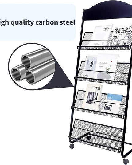 Yinghao Floor Standing Magazine Rack, 4 Layer Iron Magazine Rack Floor, Suitable for the Display of Brochures or Documents in Exhibitions, Shopping Malls, Hospitals, Offices