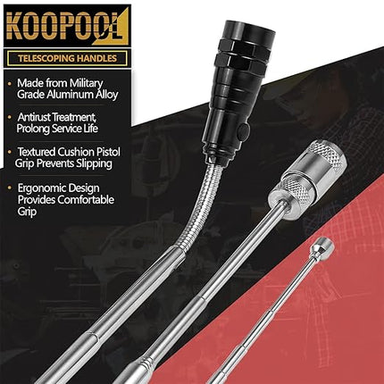 Telescoping Magnetic Pickup Tool Set, Inspection Mirror Telescoping, LED Flashlight, Cool Gadgets for Men, Stocking Stuffers, Gifts for Dad, Husband, Kids, Boyfriend, Magnet Stick