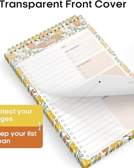 Taja To Do List Notepad - To Do List Notebook for Work with 52 Sheets, Undated Daily Planner Perfect for Daily Tasks and Goal Setting, Notepad Suitable for Office, Home & School - Sunshine Field