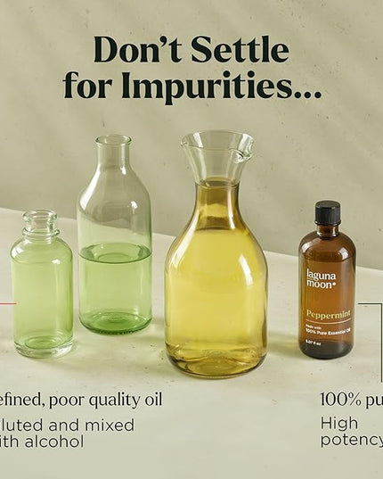 Lagunamoon Peppermint Oil - Natural Pure Essential Oils for Diffusers, Aromatherapy, Humidifiers, Candle Making Scents - Fresh Fragrance Scents for Home, Office, Cars and Cleaning Products (150mL)