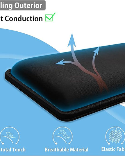 Faluber Cooling Gel Wrist Rest, 17.3-inch Length for Full-Sized Keyboard, Memory Foam Palm Rest with Non-Slip Footpad, Ergonomic Design, Stain Resistant, PC Accessory Gaming Gear (Large-Full Size)