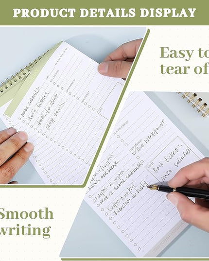 Thboxes 2 Packs To Do List Notepad, Totally 208 Pages To Do List Notebook A5 Undated Daily Planner Notepad with Transparent Cover and Task Checklist Home Office School Supplies, Simple Style