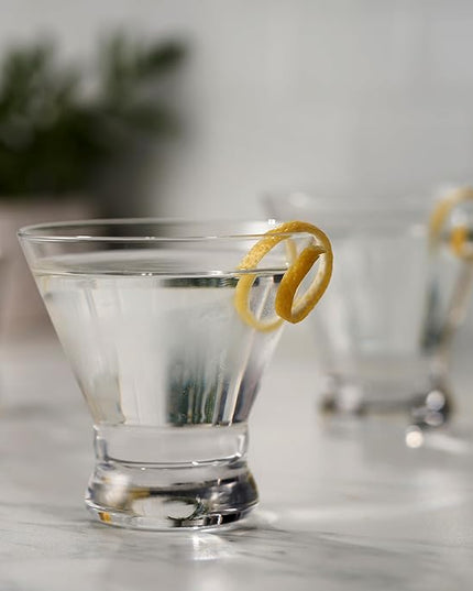 True Stemless Martini Glasses, Set of 4, 8 oz Modern Cocktail Glasses for Martinis, Manhattans, Cosmopolitans, Cocktail Glass Set, Dishwasher Safe, 8 oz, Set of 4