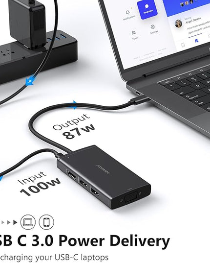 ABIWAZY USB C Docking Station Dual Monitor for HP Dell Lenovo Thinkpad Surface, 8 in 1 Computer Multiple Monitor Hub Adapter to Dual 4K HDMI,DisplayPort,VGA, 00W PD,3 USB for Windows Laptops(Black)