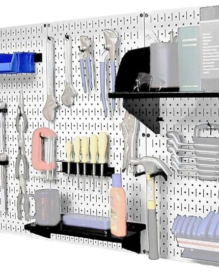 Wall Control 30-WRK-400WB Standard Workbench Metal Pegboard Tool Organizer,White/Black