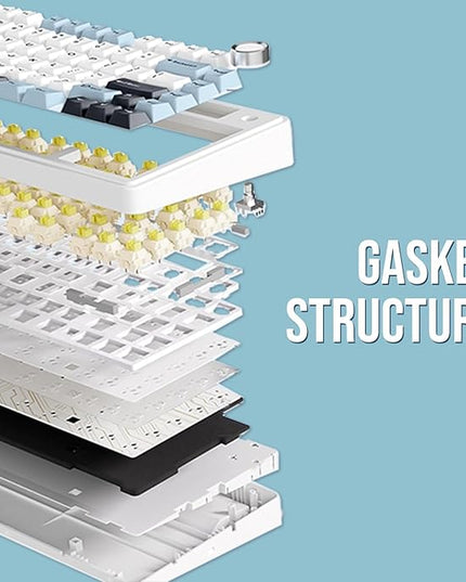 EPOMAKER x Aula F75 Gasket Mechanical Keyboard, 75% Wireless Hot Swappable Gaming Keyboard with Five-Layer Padding&Knob, BT/2.4GHz/USB-C, RGB (Sea Salt Blue, LEOBOG Reaper Switch)