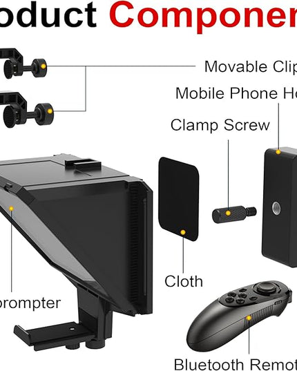 7.7-Inch Mobile Teleprompter, 3-in-1 Handheld/Desktop/Monitor Modes, HD 70/30 Optical Beam Splitter, Remote Control, Compatible with iOS & Android Tablets