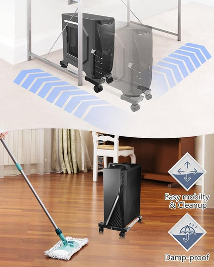 Seloom Computer Tower Stand, PC Stand, Adjustable Mobile CPU Stand with Rolling Wheels, PC Tower Stand for Floor Carpet Gaming PC Case, PC Riser for Gamers and Students