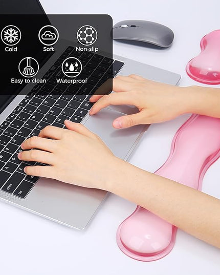 Gel Wrist Rest for Keyboard and Mouse, Wrist Rest for Keyboard, Mouse Wrist Support, Pain Relief, Cool Touch, Non-Skid, Keyboard Wrist pad