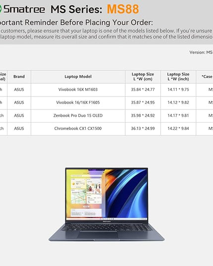 Smatree MS88 Hard EVA Protective Case with Stand Compatible for 15.6 inch ASUS Chromebook CX1 CX1500, for 15.6inch Zenbook Pro Duo 15 OLED, for 16inch Vivobook 16/16X