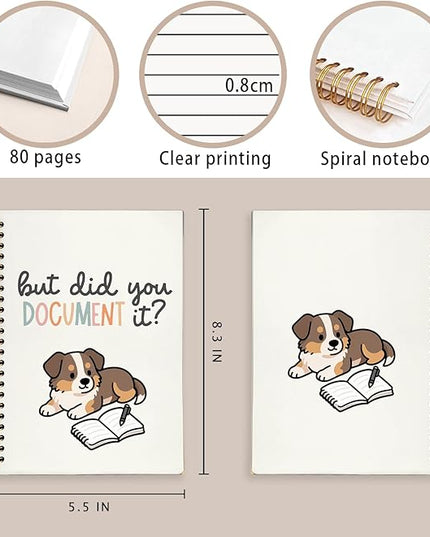 Funny Australian Shepherd Notebook Journal Gifts for Women & Men, Australian Shepherd Gifts Notebooks for Women, But Did You Document It Hardcover Spiral Notebook 5.5x8.3 Inch