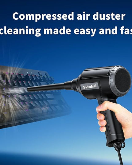 Electric Air Duster, 500W High Power with 40000RPM, Stepless Speed, 6oz Blowing Power, Ideal Canned Air Replacement for Cleaning Keyboards, Electronics, PC, and More