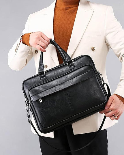 leather Laptop Bag for Men 16 inch Briefcase Waterproof,Computer Handbags Shoulder Crossbody Laptop Bag Business