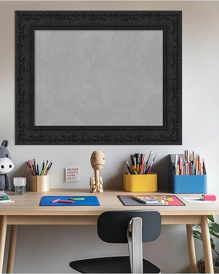 Amanti Art Black Framed Magnetic Board 25x31 Medium Vision Board for use with Magnets, 100% Metal Sheet to Display Items as Office Decor or for Home Organization in mudroom, Kitchen or Kids Room