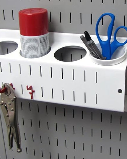 Wall Control Pegboard Spray Can Holder Bracket and Aerosol Can Organizer Pegboard and Slotted Tool Board - White (Pack of 6)
