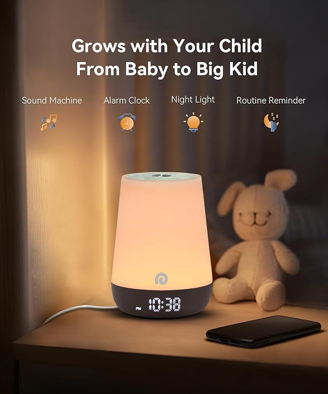 Dreamegg Nite 1 - Baby Sound Machine, Sleep Trainer, Night Light for Kids, Ok to Wake Alarm Clock, 34 Soothing Sounds, App Control, White Noise Sound Machine for Baby Kids Toddler Nursery(Cozy Xmas)