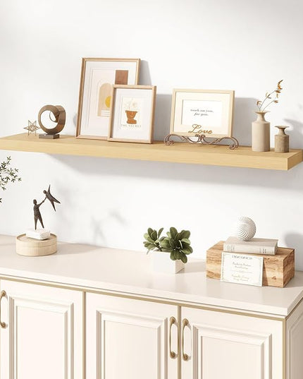 Dreamland 48 Inches Floating Shelves for Wall, 8" Deep Long Floating Shelves Set of 1, Large Display & Storage Shelf, Wall Shelf for Bathroom Bedroom Living Room Kitchen Office, Oak