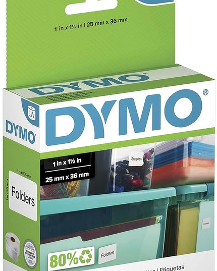 DYMO Authentic LW Library Book Spine Labels DYMO Labels for LabelWriter Printers White 1" x 1-1/2" 1 Roll of 750