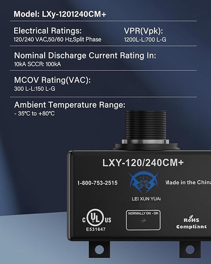 120/240CM+ Surge Suppressor Multi-Purpose Shunt Protector NEMA 4X UL Listed SPD Type 1 120/240VAC