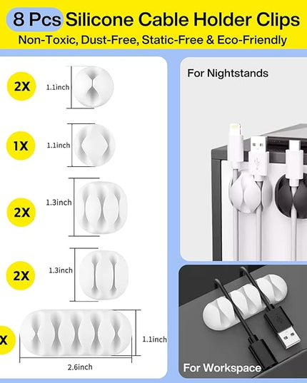 [313Pcs] Cable Management Kit, 67 Adhesive Cable Clips, Topavatop Desk Cord Organizer, 22 Reusable Cable Strap, 4 Cable Sleeve Split, 200 Nylon Cable Zip Ties with 20 Mounts for TV Office Home, White