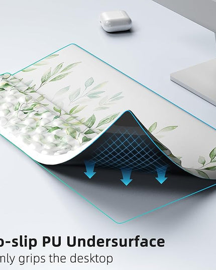 Ospelelf Keyboard Wrist Rest Pad Comfy Ergonomic Keyboard Stand Holder Office Desk Accessories Work from Home Essentials Green Leaves Pattern