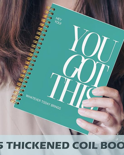 Yhtrg You Got This Inspirational Notebooks Journal, Green Motivational Spiral Journal Notebook for Women, Green Motivational Positive Notebooks for Office School Supplies, 5.5x8.3 Inch