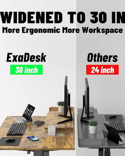 48 x 30 Inch Electric Standing Desk with 2 Drawers, Adjustable Height Widened Stand Up Desk with Storage, Sit to Stand Ergonomic Workstation for Home Office, Rustic Brown