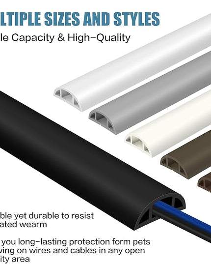 Floor Cord Covers for Wires 20FT Cable Hider Wire Coverr Self Adhesive Cord Hider Floor for Offices, Homes, Workshops, Warehouses Cable Cavity 0.47" W x 0.27" H