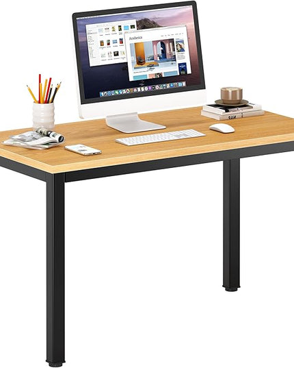 DlandHome 39 inches Small Computer Desk for Home Office Activity Table Writing Table for Small Spaces Study Table Student Laptop Desk Teak and Black DND-AC3BB-100