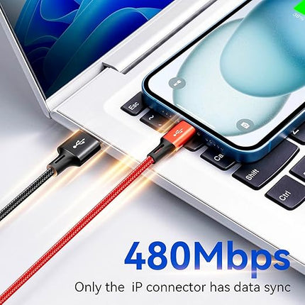 Multi Charging Cable, [2Pack 6Ft] 4 in 1 Braided Multi Fast Charging Cord, Multiple Charger USB Cable Adapter IP/Type C/Micro Port for Cell Phones,iPhone Series, Tablets, Samsung Galaxy, PS & More