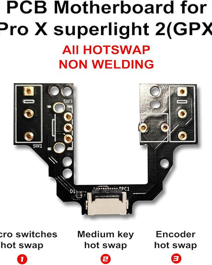Hot-Swap Micro Switch PCB Kit for Logitech G Pro X Superlight 2 GPX 2 GPW 3 Mice – ENIG Gold Pads, 6-Claw Clamps | Fix Double-Click & Customize Clicks