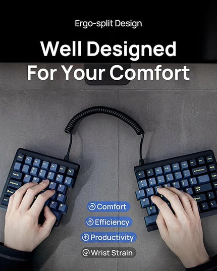 BAROCCOMiSTEL MD770 RGB BT5.0 Glaze Blue TKL Ergonomic Mechanical Keyboard, 75% Split Layout, Cherry MX, PBT DoubleShot Keycap, Mac/Windows OS Compatible (Cherry Silent Red)