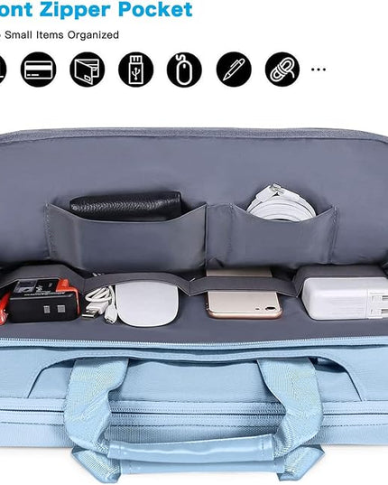 MOSISO 360 Protective Laptop Shoulder Bag Compatible with MacBook Air/Pro, 13-13.3 inch Notebook, Compatible with MacBook Pro 14 inch M5 M4 M3 M2 M1,Matching Color Sleeve with Belt, Airy Blue