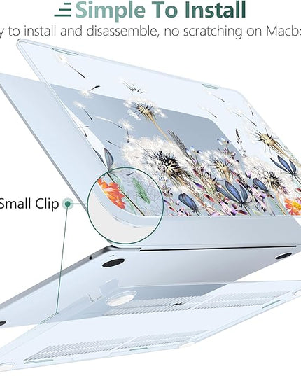 DONGKE for M4 MacBook Air 13.6 Inch Case 2025 2024 2023 2022 Model A3240 A3113 A2681 M3 M2 Chip, Plastic Hard Shell Case Cover with Touch ID for MacBook Air 13 Inch M4 - Dandelion