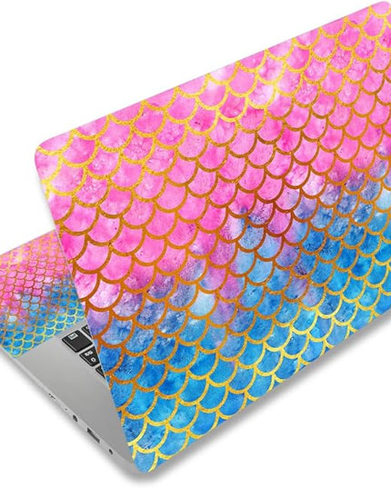 Laptop Skin Sticker Decal,12" 13" 13.3" 14" 15" 15.4" 15.6 inch Laptop Vinyl Skin Sticker Cover Art Protector Notebook (2 Wrist Pad Skins Included), Decorative Waterproof Removable, Mermaid Scale