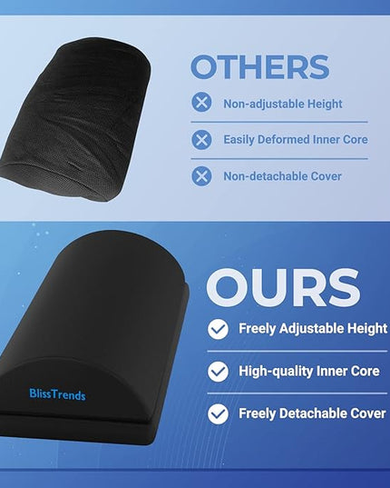 BlissTrends Foot Rest for Under Desk at Work-Versatile Foot Stool with Washable Cover-Comfortable Footrest with 2 Adjustable Heights for Car,Home and Office to Relieve Back,Lumbar,Knee Pain-Black Long