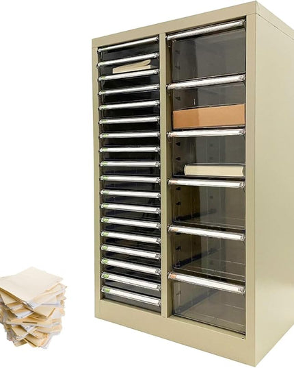 File Cabinet 24 Transparent Drawers Vertical Home Office Storage Cabinet Paper Organizer Document Filing for Small Parts