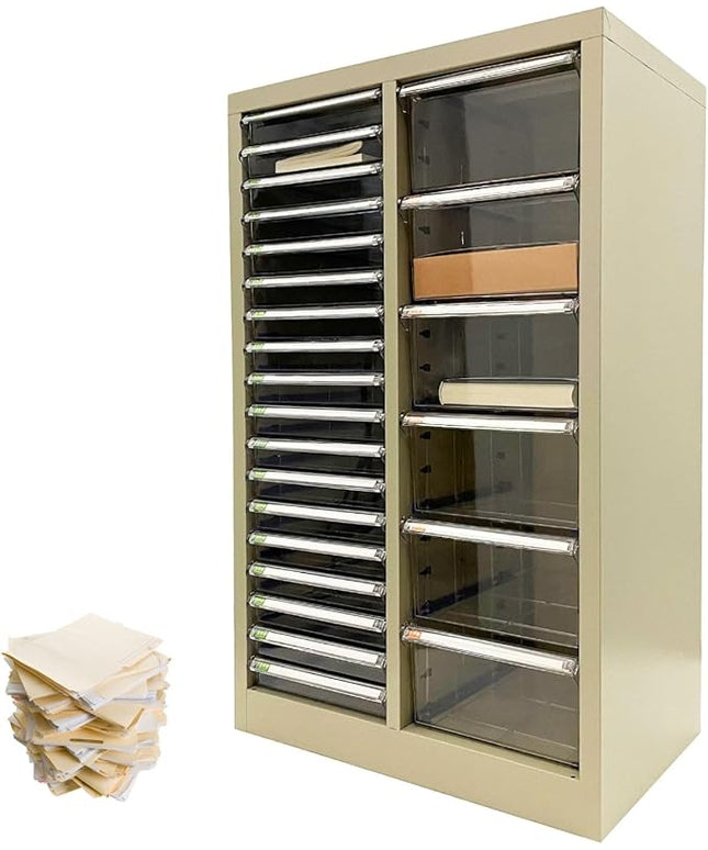 File Cabinet 24 Transparent Drawers Vertical Home Office Storage Cabinet Paper Organizer Document Filing for Small Parts