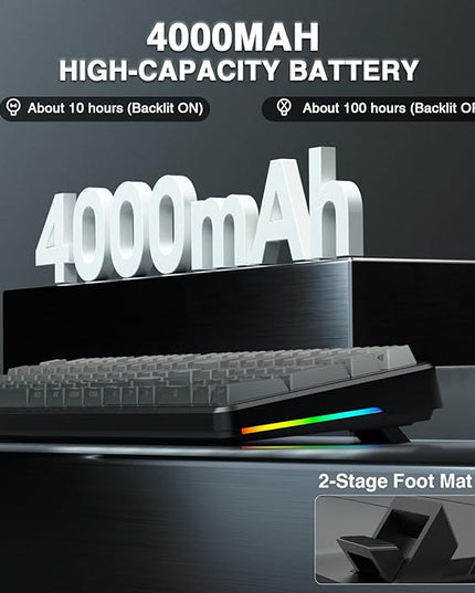 AULA F108 Wireless Mechanical Keyboard, Full Size Gaming Keyboard with Number Pad, Side Printed PBT Keycaps, Pre-lubed Switches, RGB Backlit, Hot Swappable Creamy Sounding Computer Keyboards, 108 keys