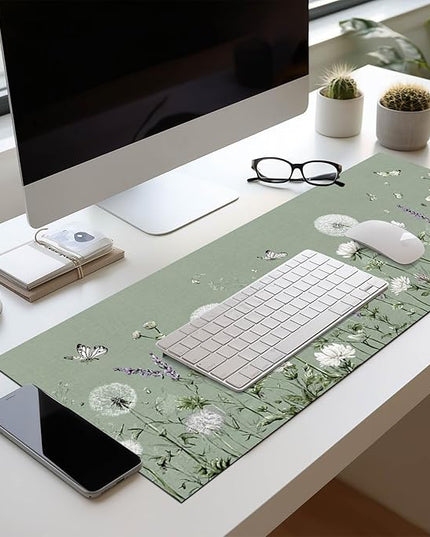 Mouse Pad Gaming Mousepad 31.5 x 11.8 Inch Large Keyboard Desktop Mat XL Mouse Pad for Home and Office Desk Accessories with Botanical Meadow Butterfly Artwork Diatomite