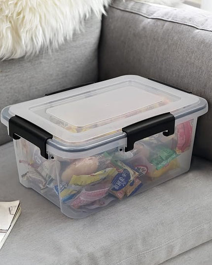 6-Pack 10 L Clear Plastic Storage Box with Lid, Airtight Pet Food Storage Containers