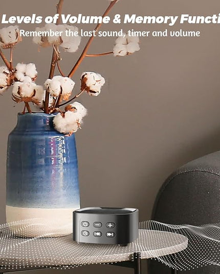 Sleepbox Sleep White Noise Sound Machines with 25 Soothing Sounds 36 Volume Levels 5 Timers Visible Sound Catalog Portable Size Memory Function for Home Office and Travel