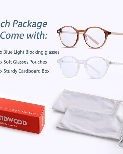 ANDWOOD Blue Light Blocking Glasses Women Men Computer Small Face Clear Bluelight Blocker Eyeglasses Frame