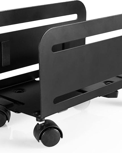 VIVO Computer Mid-Tower Case, CPU Steel Rolling Stand, Adjustable Mobile Cart Holder with Locking Caster Wheels, Black, CART-PC01