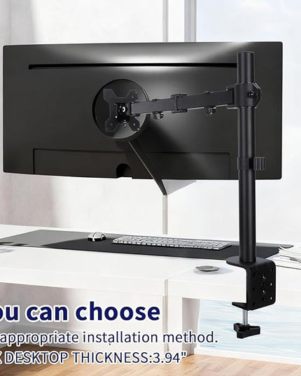 Single Monitor Desk Mount, Heavy Duty Adjustable Monitor Stand for 13"-32" Screen, Monitor Arm Desk Mount Holds Up to 22lbs with C Clamp/Grommet Base