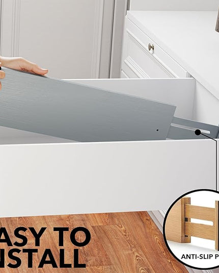 SpaceAid Bamboo 4 Pack Dresser Drawer Dividers, 4.65“ High Adjustable 17“-22” Drawer Organizers, Expandable Organization for Clothing, Clothes, Dressers, Gray