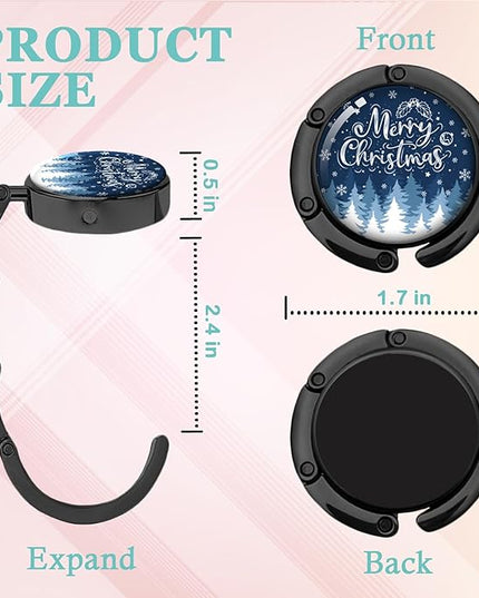Merry Christmas Foldable Purse Hook Gifts, Christmas Tree Snowflake Handbag Hanger, Women's Bag Hanger Holder, Round Purse Table Hook, Funny Desk Decor Gifts for Women Coworker Boss Friend